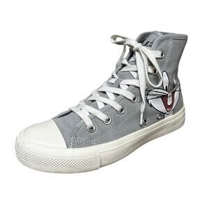 Pull & Bear Bugs Bunny Looney‎ Tunes Sneakers Size 7.5 High Tops Gray Cartoon